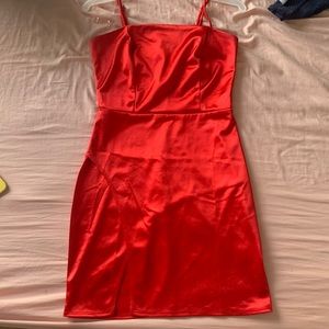 RED Satin Mini Dress